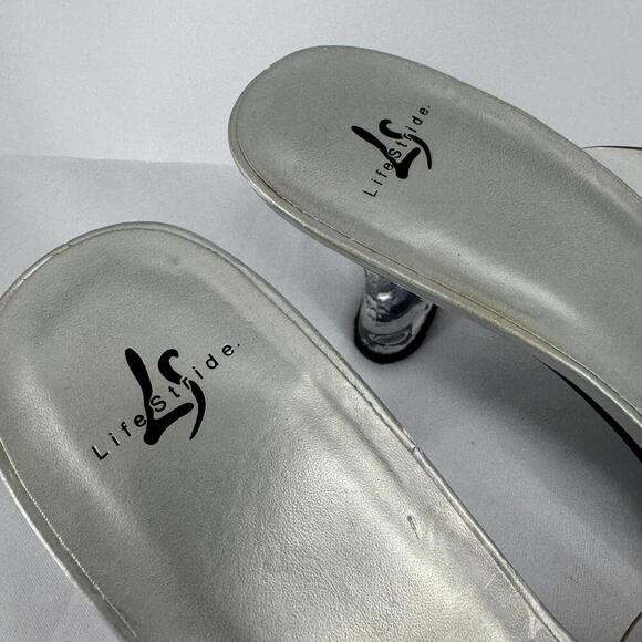 Vintage 90s y2k heels 9 clear slip on sandals rhinestone formal hoco dance - Picture 4 of 7